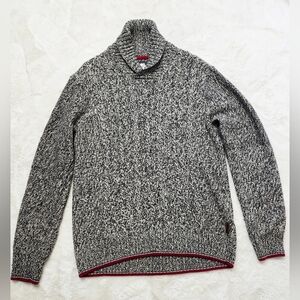 Roots Canada Men’s Large Pull Over Shawl Collar Chunky Cable Knit Sweater